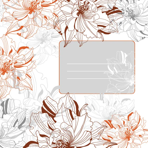 Vektorrahmen für Einladung oder Karte aus abstrakten Blumen — Stockvektor