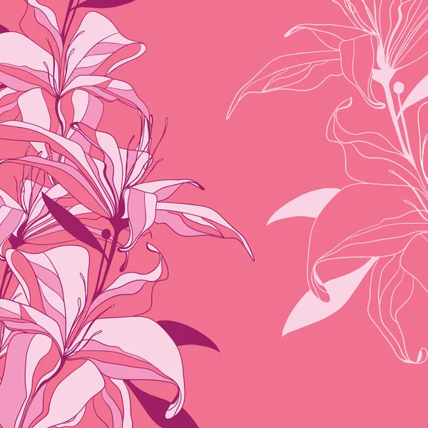 गुलाबी lilies पासून वेक्टर आमंत्रण — स्टॉक व्हेक्टर