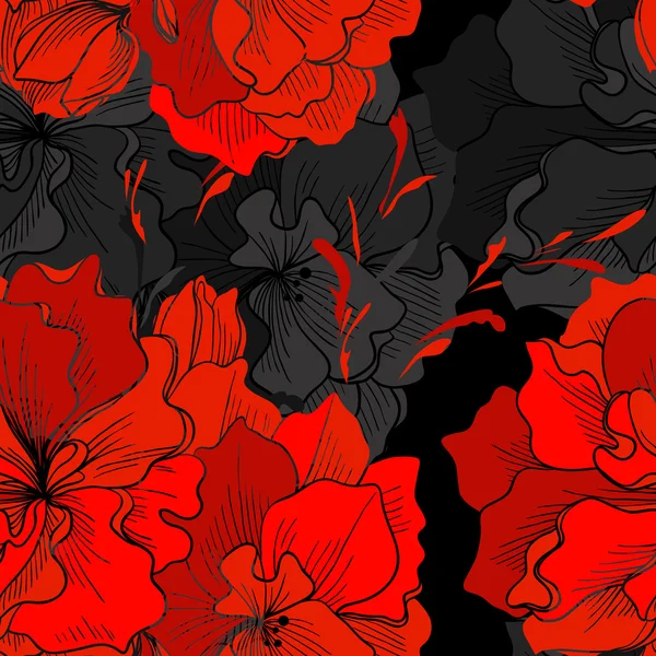 无缝的图案抽象红色花 — 图库矢量图片