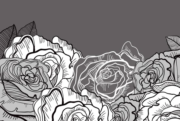 Blanco y negro decorado con patrón de rosas — Archivo Imágenes Vectoriales