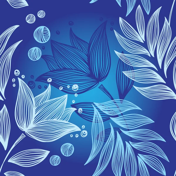 Абстрактный бесшовный рисунок голубых цветов — стоковый вектор
