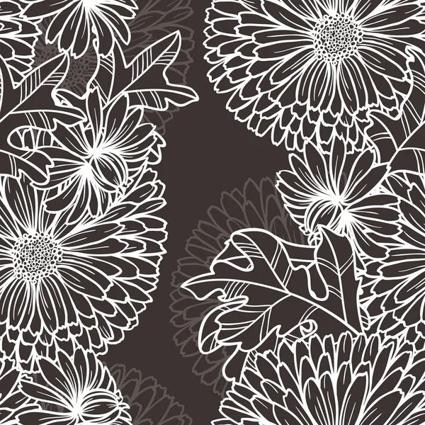 Monochrome floral seamless pattern — Stock Vector