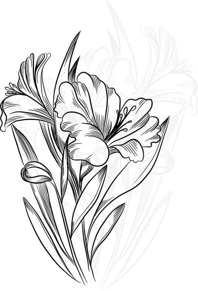 Seamless monochrome pattern of lilies — Stock Vector