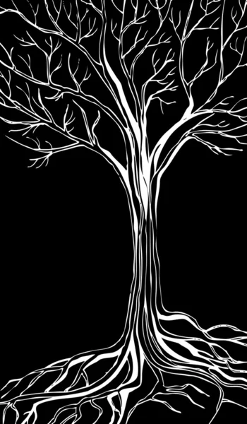 Arbre stylisé blanc sur fond noir — Image vectorielle