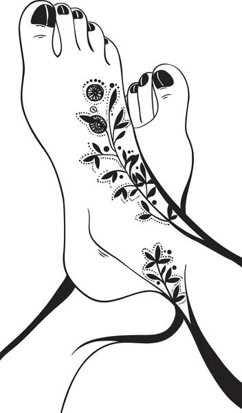 Jambes jeune fille avec un tatouage noir — Image vectorielle