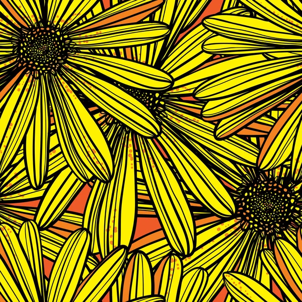 Yellow sunflowers - seamless pattern — Stock Vector