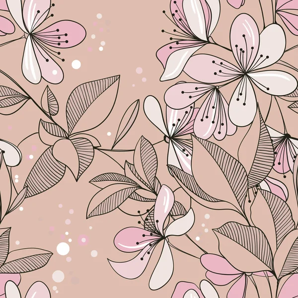 Seamless vintage pattern with abstract flowers — Stock Vector