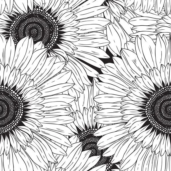 Rahmen aus schwarz-weißen, einfarbigen Blumen — Stockvektor