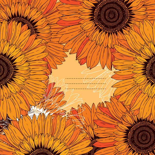 Vector seamless pattern from small sunflowers