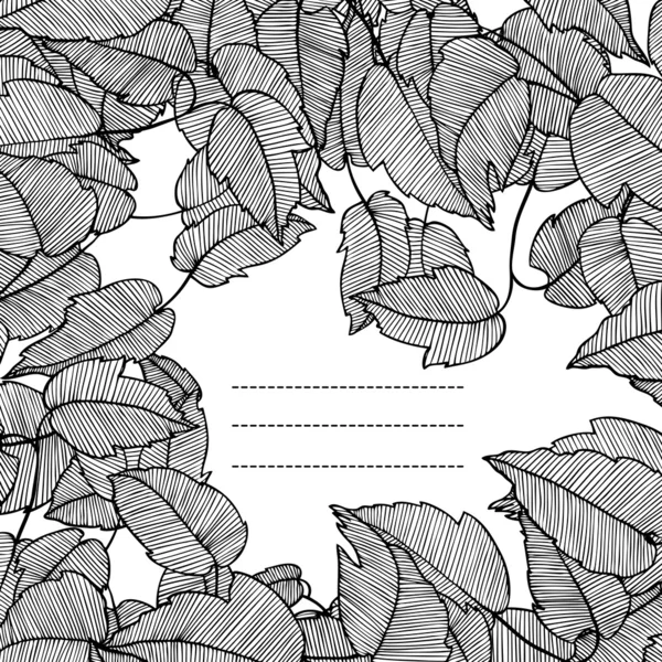 Monochrome vector frame from abstract leaves — Stock Vector