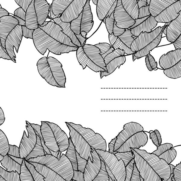 Monochrome vector frame from abstract leaves — Stock Vector
