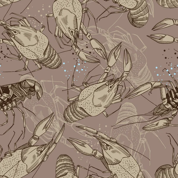 Варёные омары - бесшовный ретро-винтажный рисунок — стоковый вектор