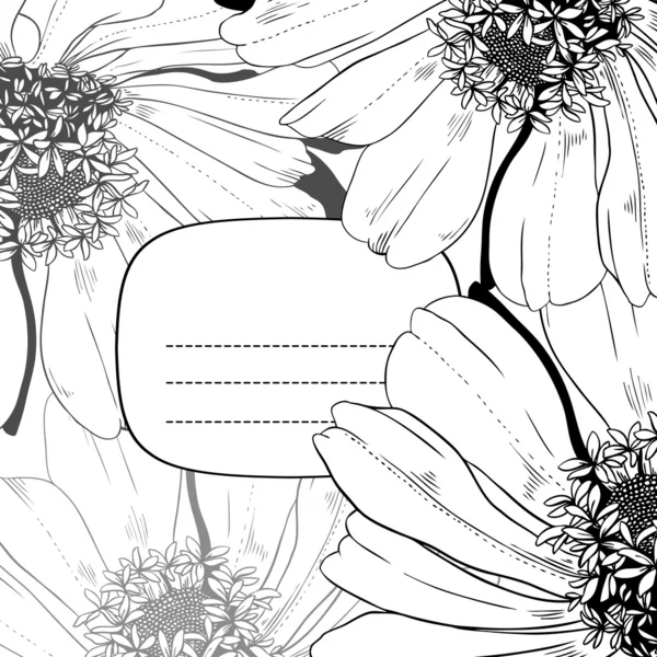 Monochrome vector frame from abstract flowers — Stock Vector