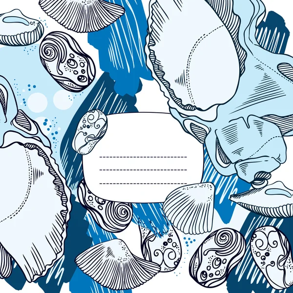海の貝殻を持つ穏やかなフレーム — ストックベクタ