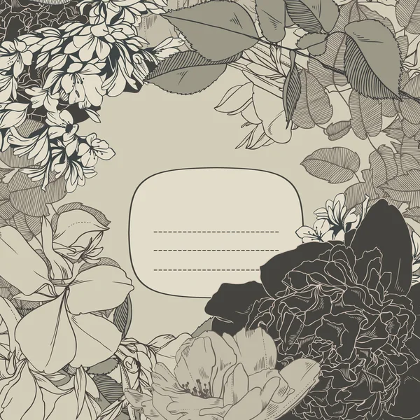 花からビンテージ ベクトル フレーム — ストックベクタ