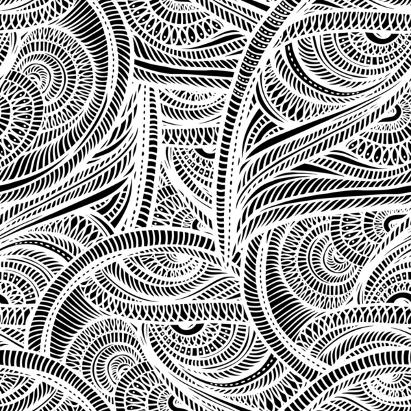 Naadloze textiel zwart-wit patroon van kant — Stockvector