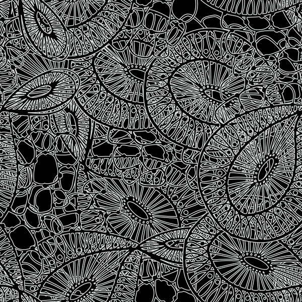 Naadloze textiel zwart-wit patroon van kant — Stockvector