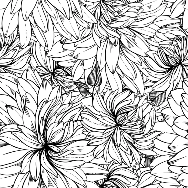 Modèle vectoriel monochrome sans couture à partir de fleurs abstraites — Image vectorielle