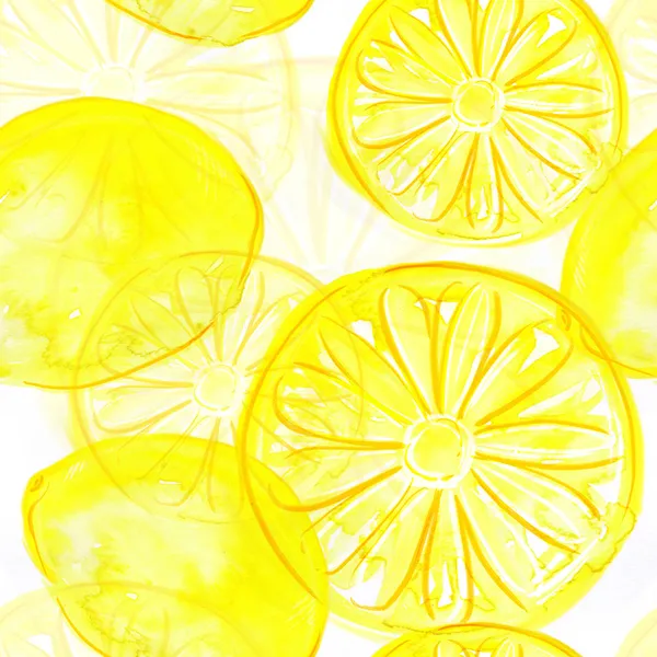 Muster mit Aquarell-Zitronen — kostenloses Stockfoto