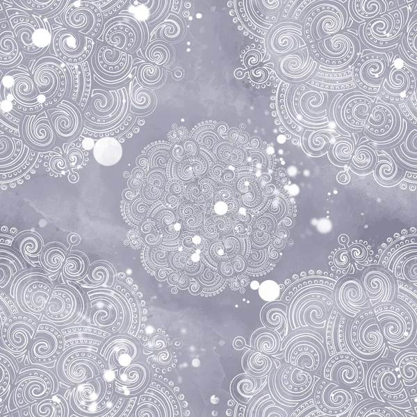 Ornamental Snowflakes Seamless Pola Garis Digital Gambar Tangan Gambar Gambar — Stok Foto