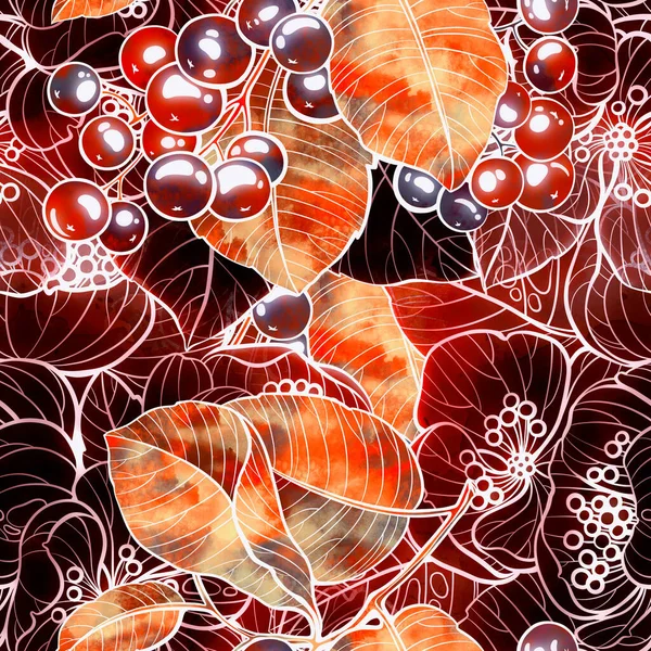 추상적 가을꽃 잎사귀 껍질없는 디지털 라인은 질감을 이용하여 그림을 그립니다 — 스톡 사진