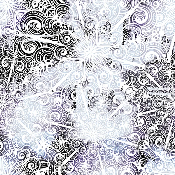 Ornamental Kaleidoscope Snowflakes Seamless Pattern Digital Lines Hand Drawn Picture — Stock Photo, Image