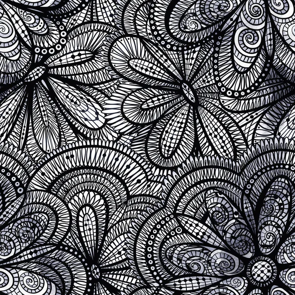 Abstract Floral Ornamental Lace Seamless Pattern Digital Lines Hand Drawn — Stock Photo, Image