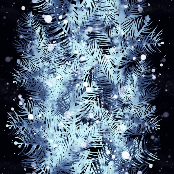 Smrkové Větve Zimní Bezešvé Vzor Digitální Čáry Ručně Kreslený Obrázek — Stock fotografie