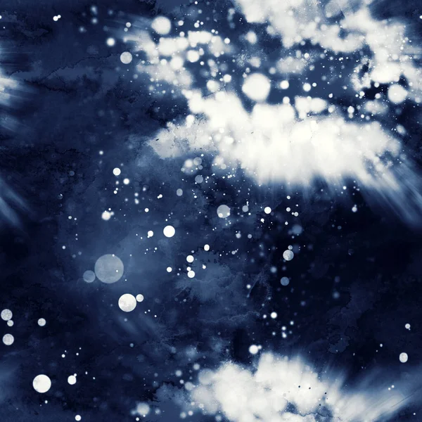 星雲や星と銀河 水彩のテクスチャシームレスなパターン 混合メディアアートワーク スクラップブッキング デカッページ 織物のための無限のモチーフ — ストック写真