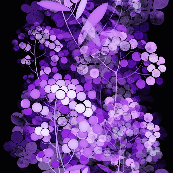Delicate Flowers Vintage Imprints Seamless Pattern Digital Lines Hand Drawn — стоковое фото