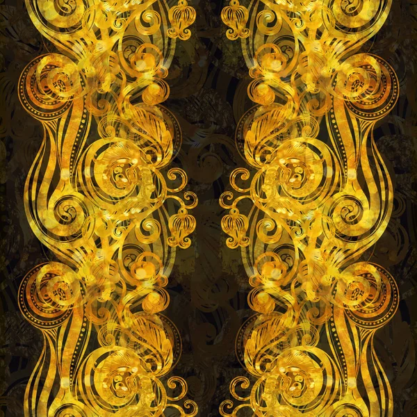 Golden Openwork Στροβιλισμούς Σιλουέτες Από Φύλλα Και Λουλούδια Αφρώδη Παλαίωση — Φωτογραφία Αρχείου