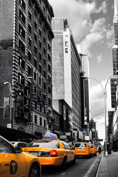 Taxi New york, modrý vzhled auta černé a bílé — Stock fotografie