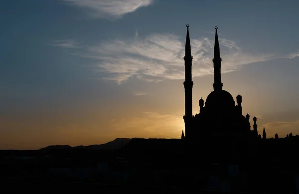 Masjid Muslim Saat Matahari Terbenam Kota Mesir Sharm Elsheikh — Stok Foto