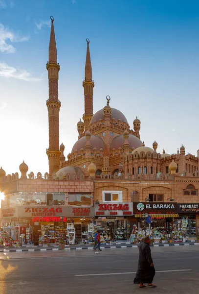 Muslimische Moschee Bei Sonnenuntergang Der Ägyptischen Stadt Sharm Elscheich — Stockfoto