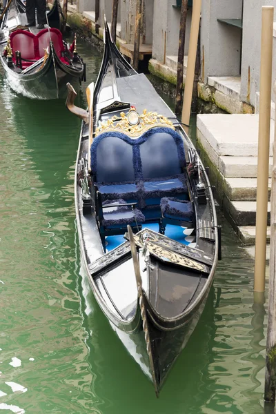 Detail of Beautiful Black and Blue Gondola Seat — Stock Photo, Image