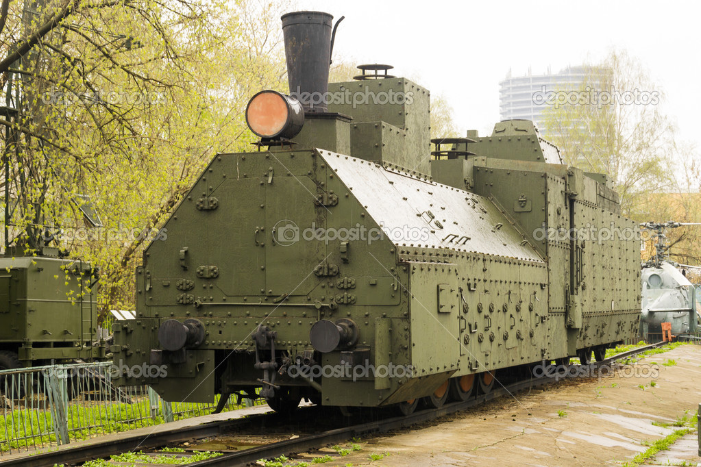 Armoured WWII Russian locomotive class Ov 5067 Front left view