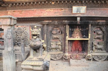 pirinç aslan koruma bhairabnath Tapınağı. Katmandu BHAKTAPUR vadide-nepal. 0219