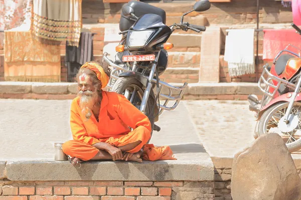 Sadhu in Taumadhi Tole. Bhaktapur-Kathmandu Valley-Nepal. 0225 — Stock Photo, Image