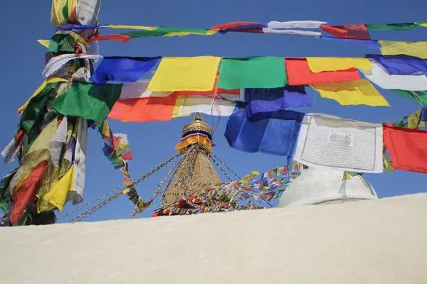 Modlitební vlaječky na stupa boudhanath-bodhnath. Kathmandu Nepál. 0308 — Stock fotografie