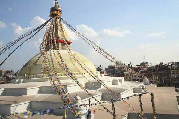 Buddhist prayer flags. Stupa of Boudhanath-Bodhnath. Kathmandu-Nepal. 0311 — Stock Photo, Image