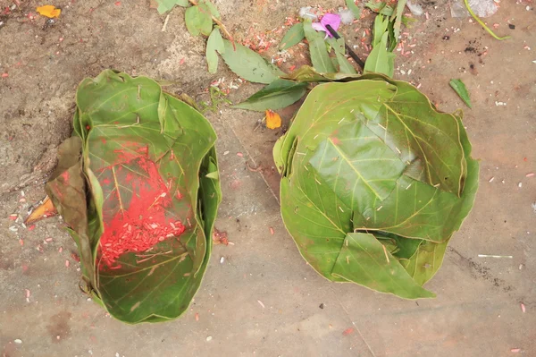 Leaf bowls for offerings. Manakamana Mandir-Nepal. 0343 — Stock Photo, Image
