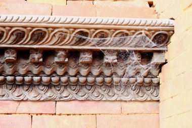 ahşap friz örümcek ağı. gorkha durbar-nepal. 0420