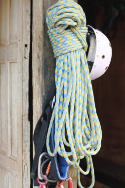 Climbing gear hanging at the door. Bandipur-Nepal. 0457 clipart