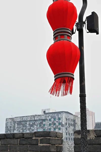 Lanterna Alto Falante Vermelho Estilo Chinês Para Música Ambiente Mensagens — Fotografia de Stock
