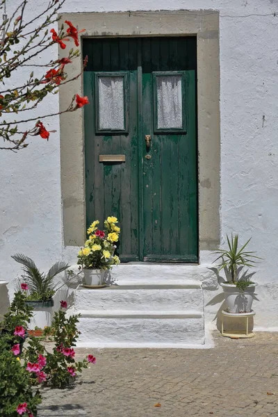 Деревянная Зеленая Дверь Отшлифованной Краской Дома Отшельника Прикрепленной Эрмитажу Святого — стоковое фото
