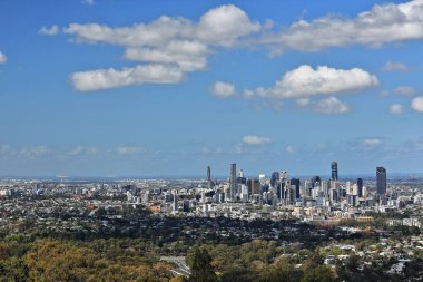 Eastwards vista of the cityscape and the CBD's tall skyscrapers from the viewing platform of the Mount Coot-tha Lookout at 302 ms.high and c.6 kms from the city center. Brisbane-Queensland-Australia.