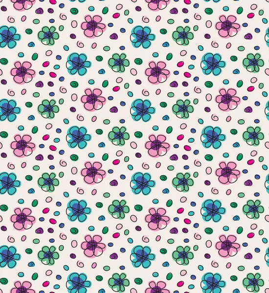 komik renkli seamless modeli çiçekli