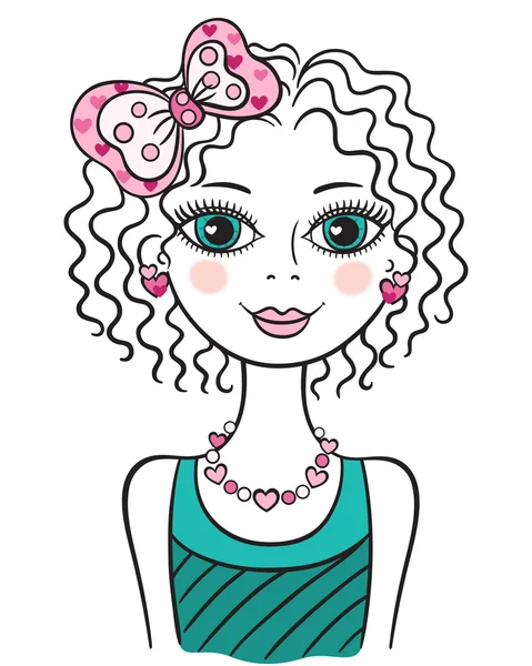 Cute funny teen girl — Stock Vector