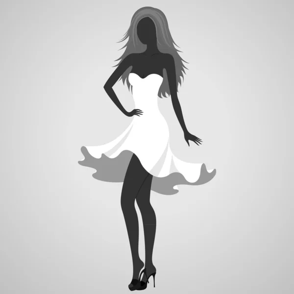 Silhouette of a turning dancer girl — Stock Vector