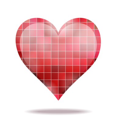 soyut scarlet mozaik 3d kalp simgesi